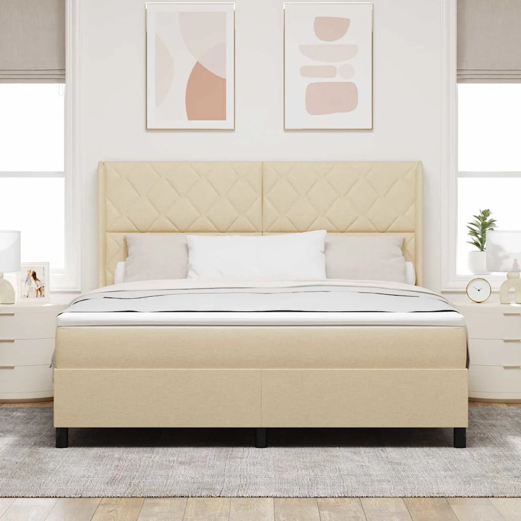 Letto a molle con cuscino Crema 200 x 180 cm Tessuto 3341726