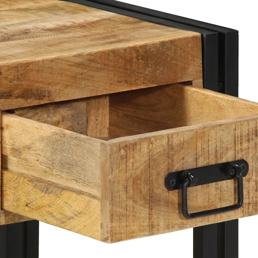 Comodino | Armadio da Notte | Mobiletto da notte 40x40x50 cm in Legno Grezzo Massello di Mango