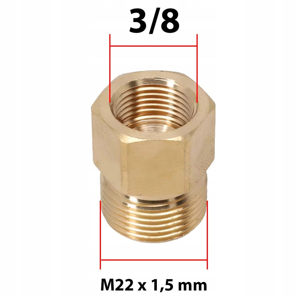 Adattatore Filettato M22x1.5 a 3/8" Interno – Compatibile con Idropulitrice Kärcher HD/HDS | Ottone Resistente
