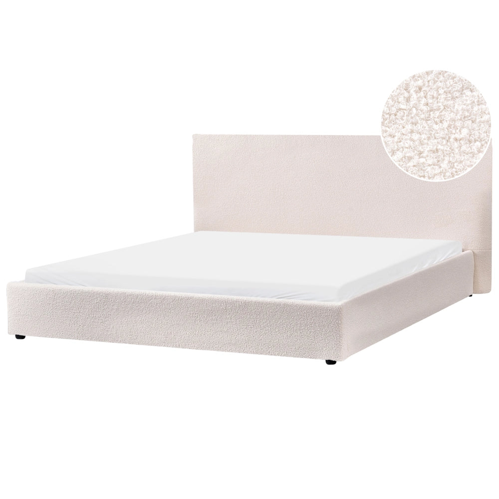 Letto matrimoniale ad acqua in bouclè bianco sporco 180 x 200 cm stile classico minimalista