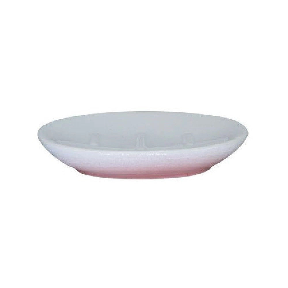 Trade Shop - Piatto Piattino Porta Sapone Saponetta Bagno Ceramica Bianco Rosa Arredo 59908 -