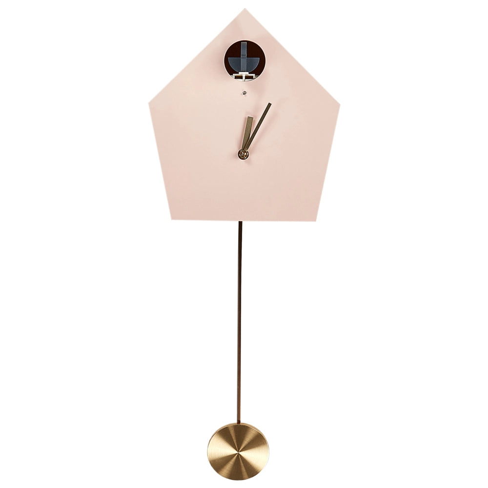 Orologio a cucù da parete Rosa MDF Materiale sintetico 24 x 63 cm Design senza numeri Pendolo per bambini Decorazione soggiorno