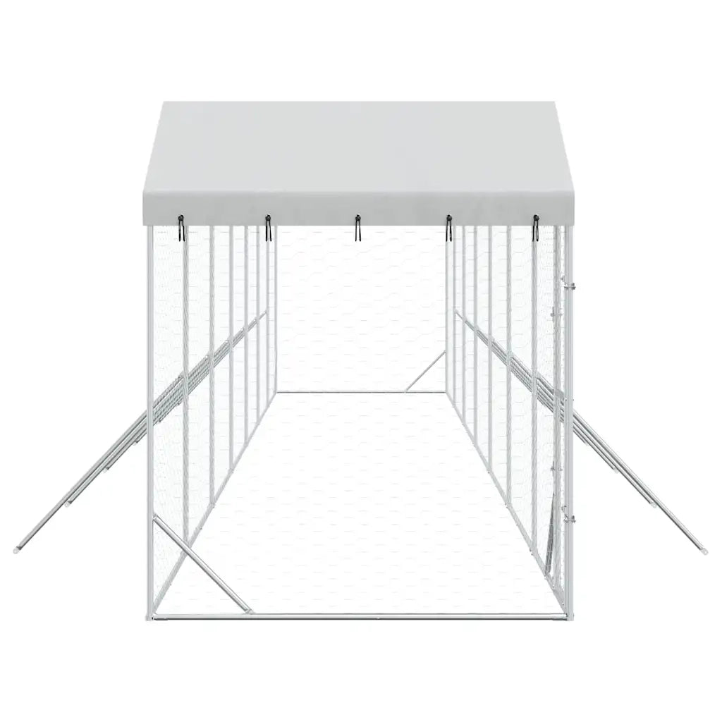 Cuccia Cani da Esterno Tetto Argento 14x2x2,5 m Acciaio Zincato 3190469