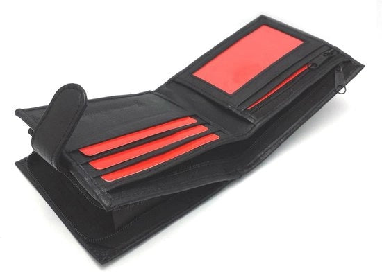 Portafoglio Uomo - Portafoglio in Pelle Liscia - Blocco RFID - Slot per Carte - Finestra per Documento di Identità - Cassetto per Monete - Progetto di Design Moderno