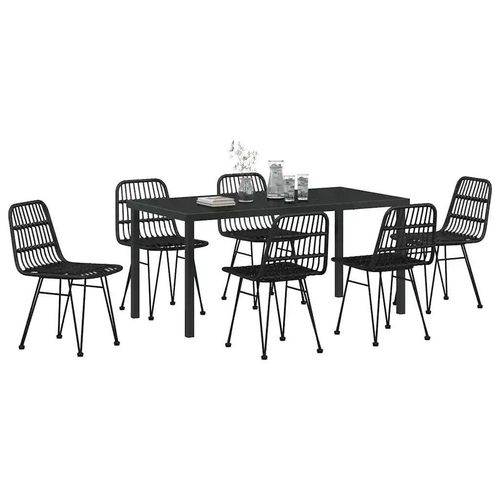 Set da Pranzo per Giardino 7 pcs Nero 3379202