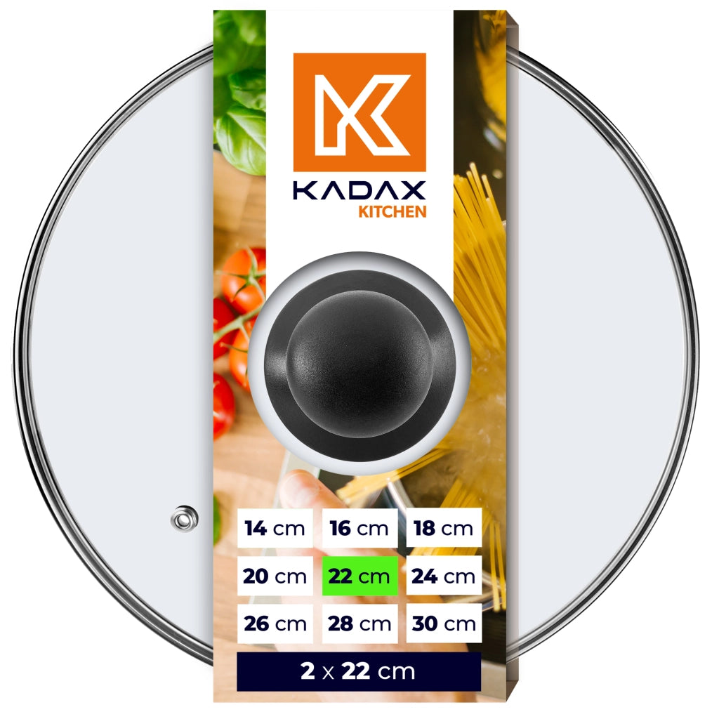 Set di 2 coperchi in vetro KADAX da 22 cm, resistenti al calore, per pentole e padelle.