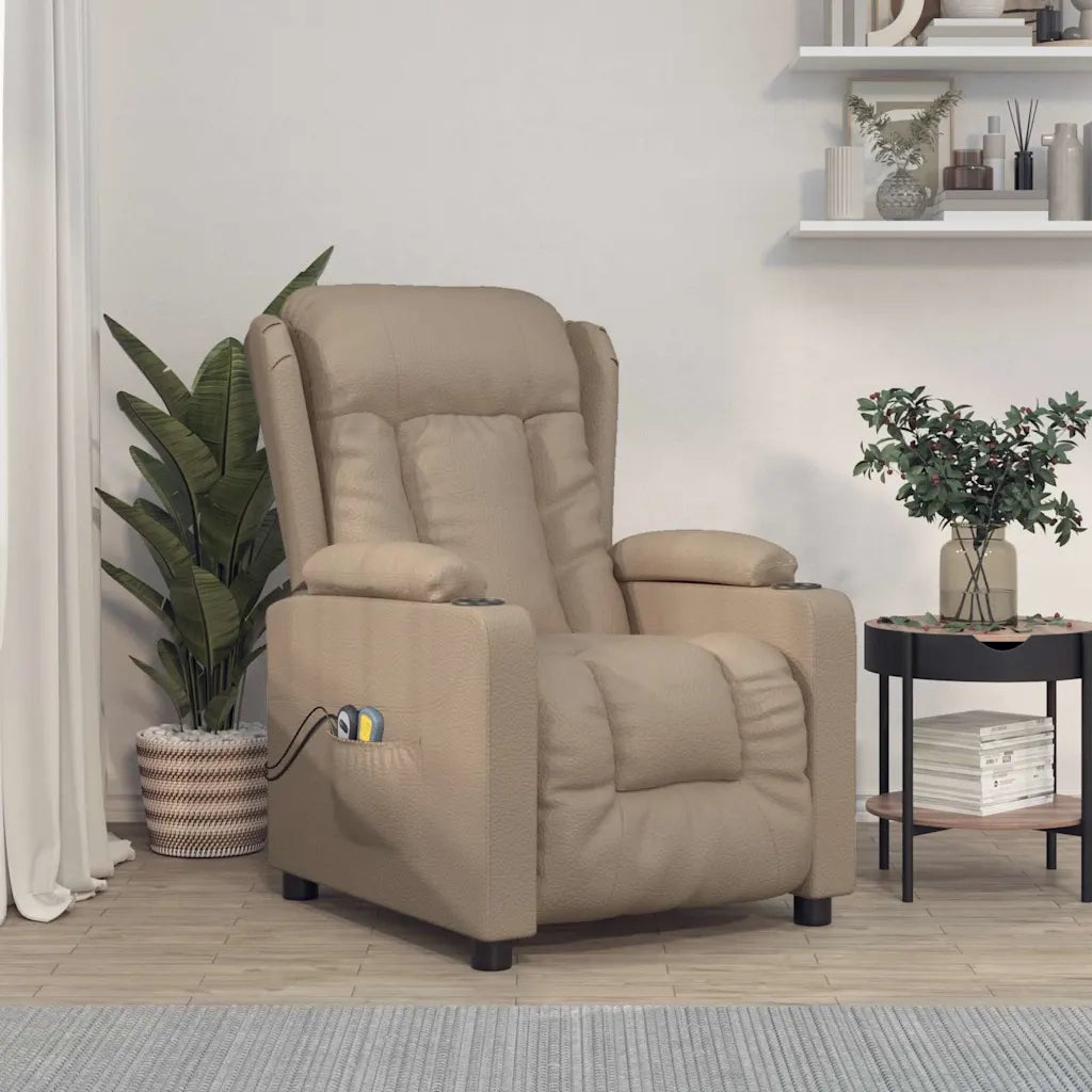 Divano Sedia-Poltrona Massaggio Elettrica Cappuccino Similpelle 231766