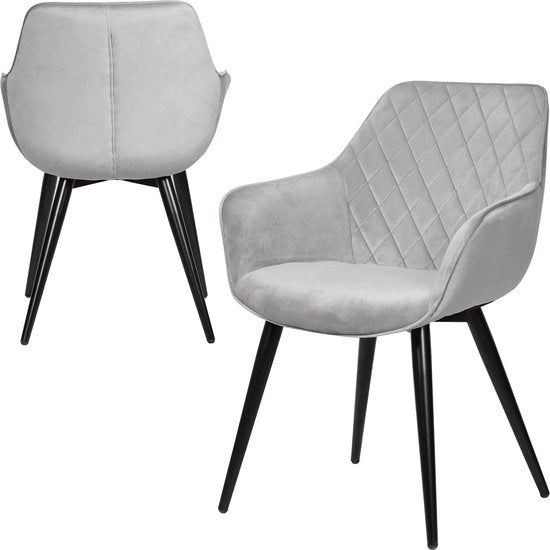 Sedia di lusso - Sedia da ufficio - Divano - Sedia - Sedia da salotto di lusso - Sedia lounge - Velluto - Grigio chiaro