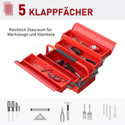 CASSETTA PORTA ATTREZZI pieghevole con 5 scomparti, 45 x 20 x 34,5 cm, rosso