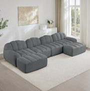 Divano modulare a U in pile granulare grigio