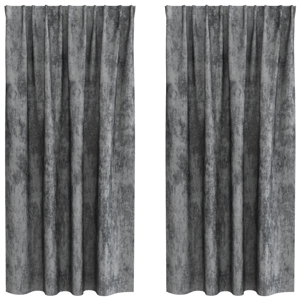 Tende di Velluto 2 pcs con Occhielli Grigio 175x140 cm