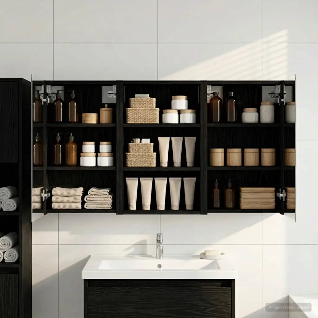 Set di Armadi da Bagno con porta 3 pcs 120 x 10,5 x 60,5 cm
