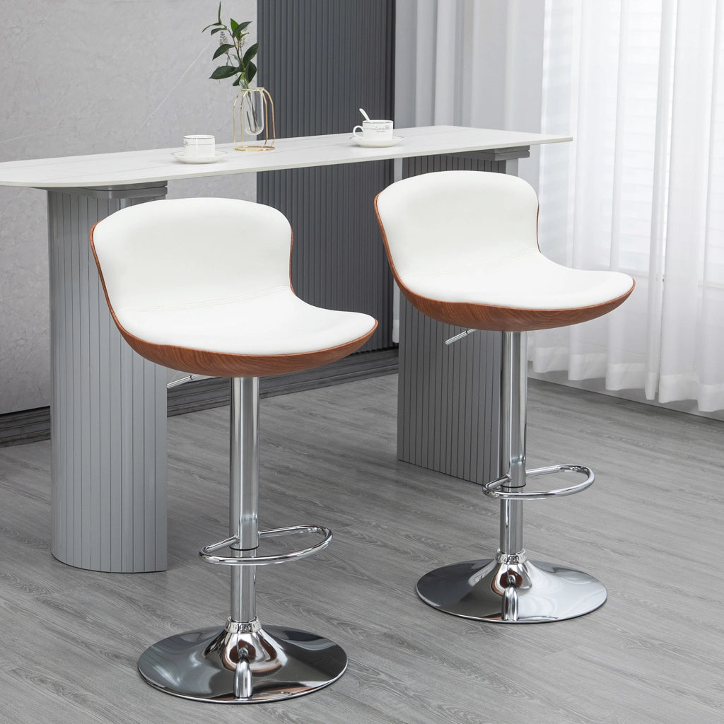 Set di 2 sgabelli da bar ¨C zephmum ¨C regolabile in altezza, rotante, struttura in metallo, crema bianco