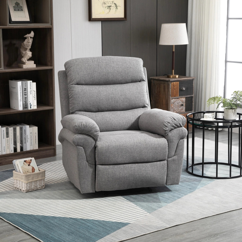 Poltrona Relax Reclinabile Manuale con Poggiapiedi Regolabile in Tessuto Grigio Chiaro ¨C zephmum ¨C 100x90x80