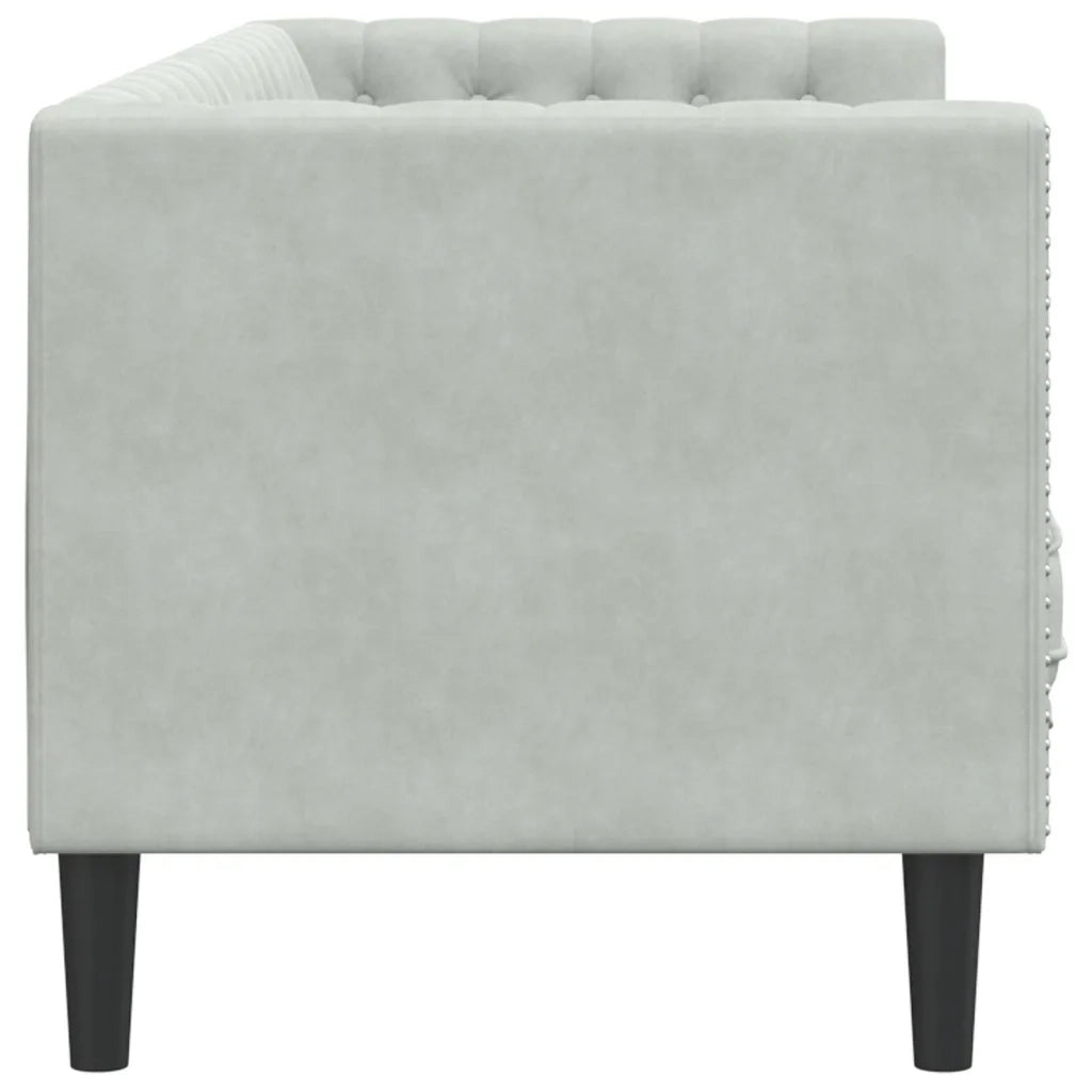 Divano Chesterfield con Rinforzi 3 Posti-Sofa 3 Posti-Divanetto Grigio Chiaro Velluto