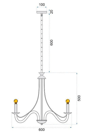 Lampada Da Soffitto Pensile Rustica APP648-8CP Nera
