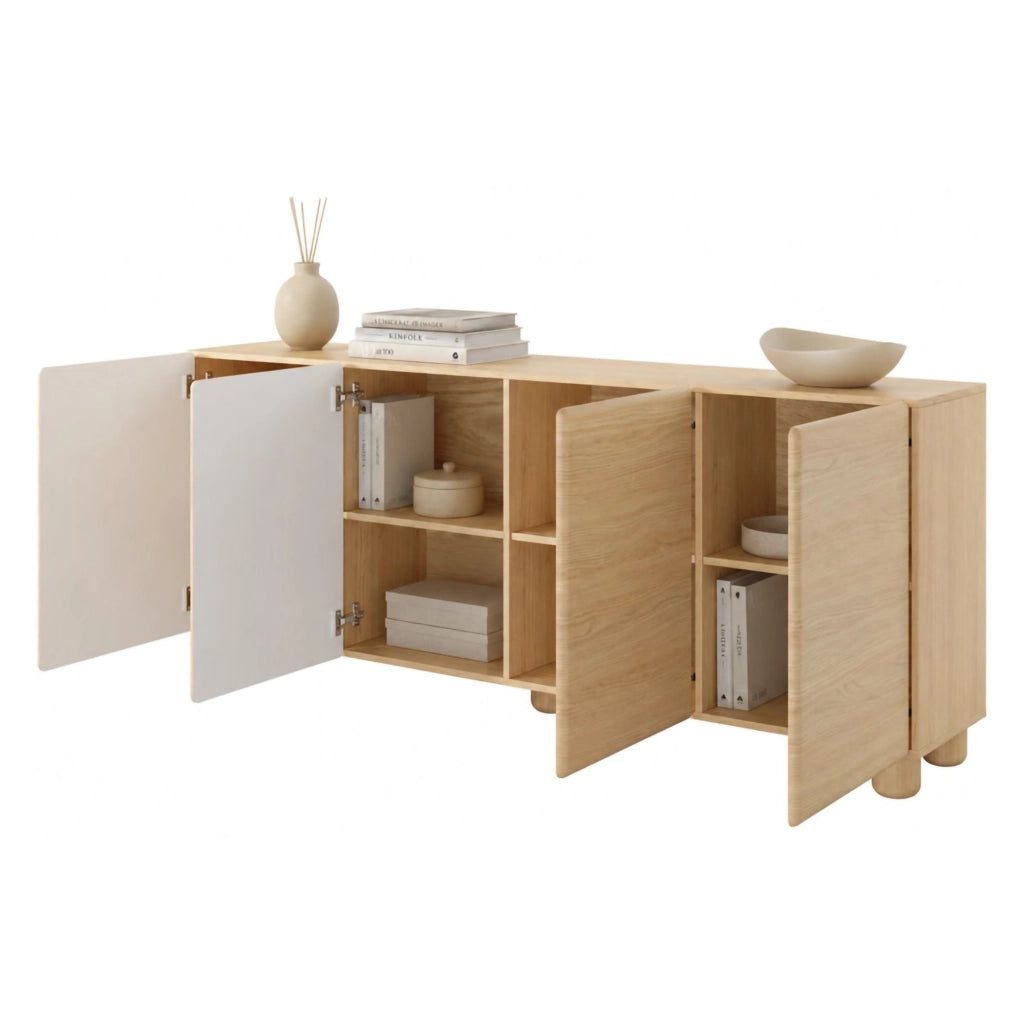 Madia Hamomole, Credenza 4 Ripiani, 200x38x80h cm Marrone Rovere