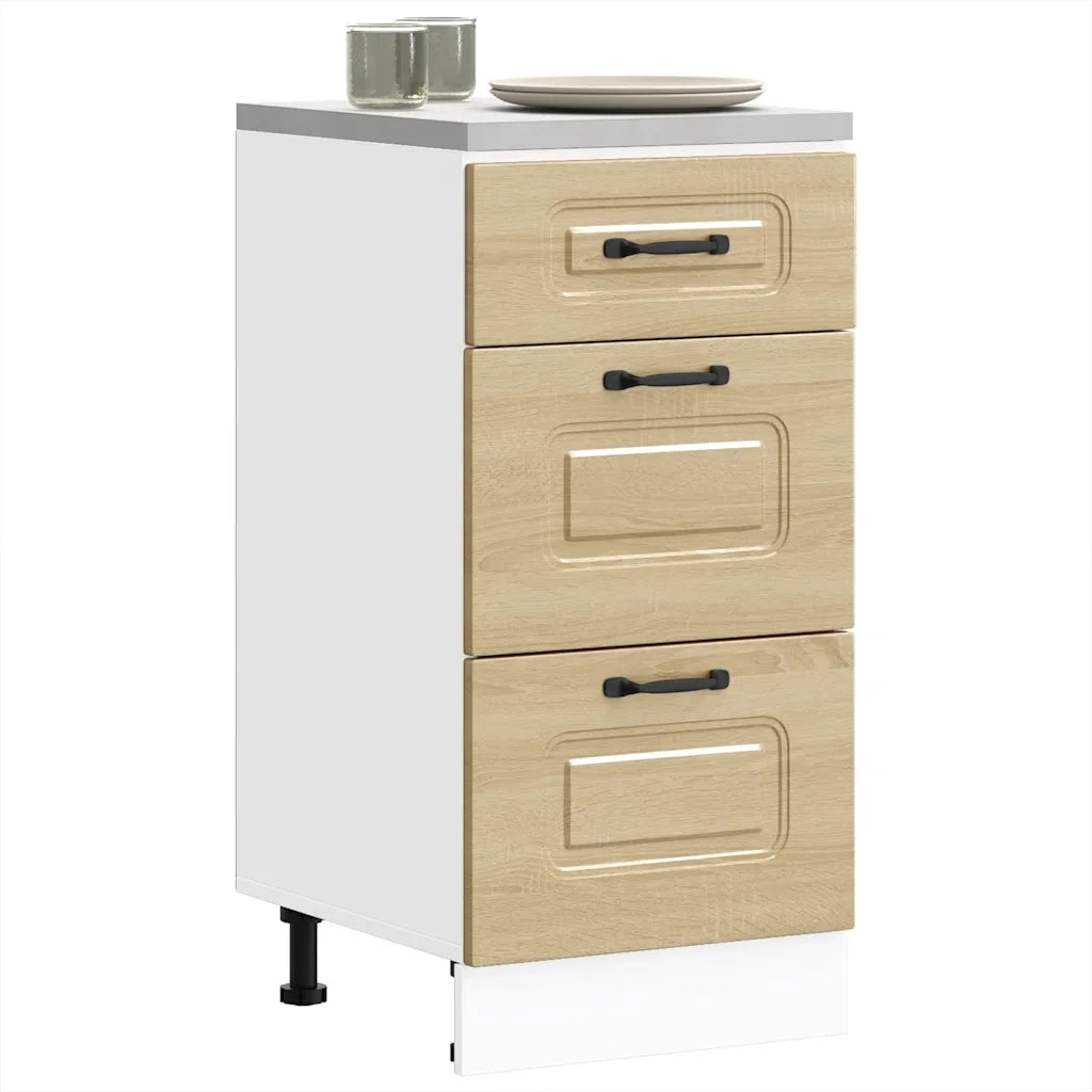 Mobiletto da cucina-Armadio da cucina "Kalmar" Bianco lucido in legno ingegnerizzato 586894