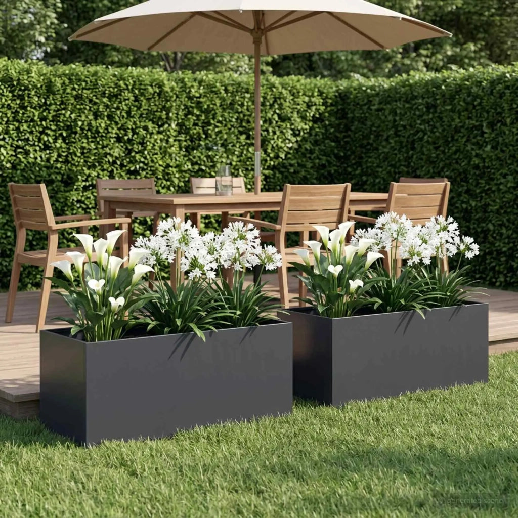 Vaso da giardino 2 pz Antracite 100 x 40 x 40 cm 8005251
