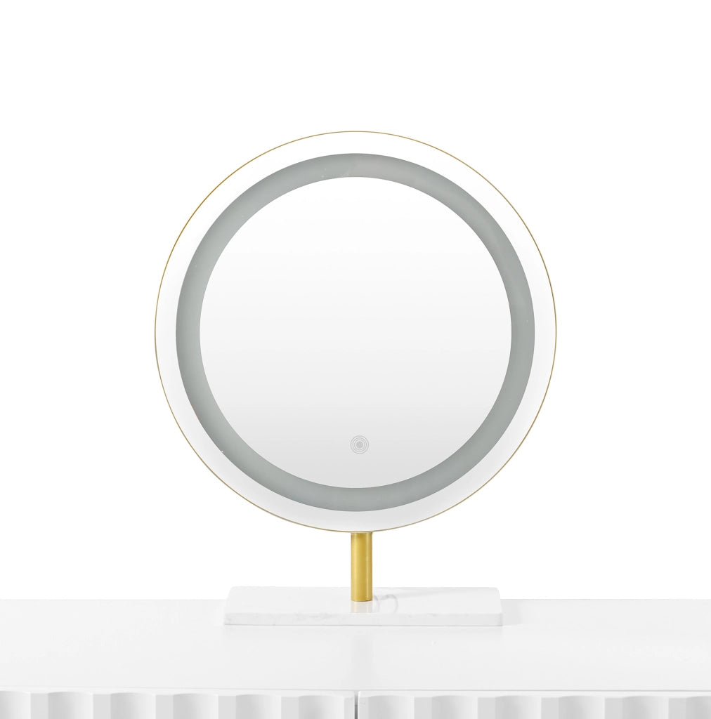 Toeletta con specchio LED; 5 cassetti; 100x40x127 cm; MDF e truciolare; bianca