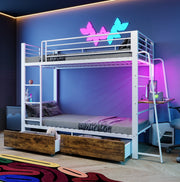 letto a castello mdf metallo bianco 90 x 200 cm