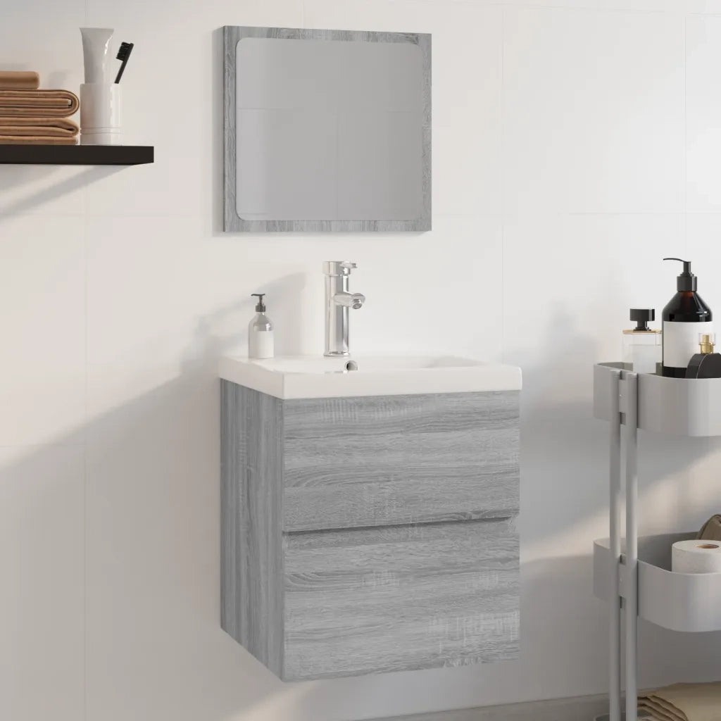 Set di Mobili da Bagno | Armadio da bagno Grigio Sonoma in Legno Multistrato