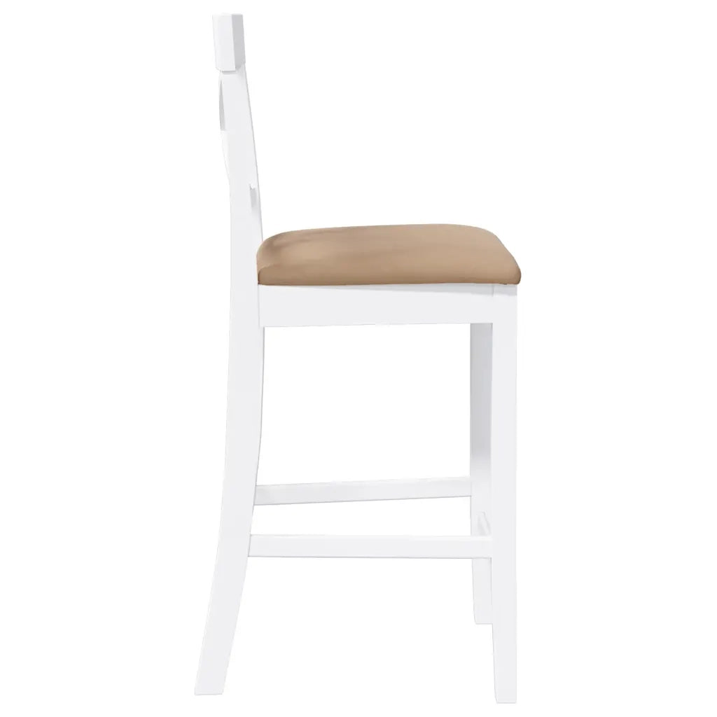 vidaXL Sgabelli da Bar con Cuscini 2 pz Bianco Legno Massello di Hevea