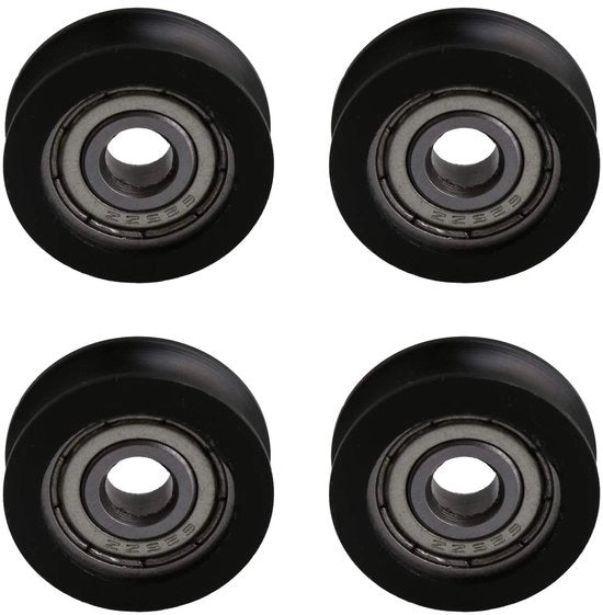 4 pezzi di cuscinetti a rulli in POM verniciati neri, dimensioni 5 * 20 * 7 mm