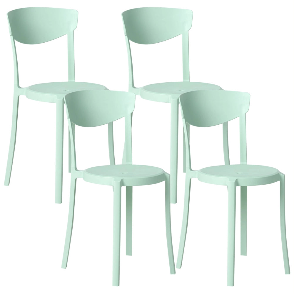 Set di 4 sedie da giardino verde menta in polipropilene leggero e resistente alle intemperie per interni ed esterni dal design moderno