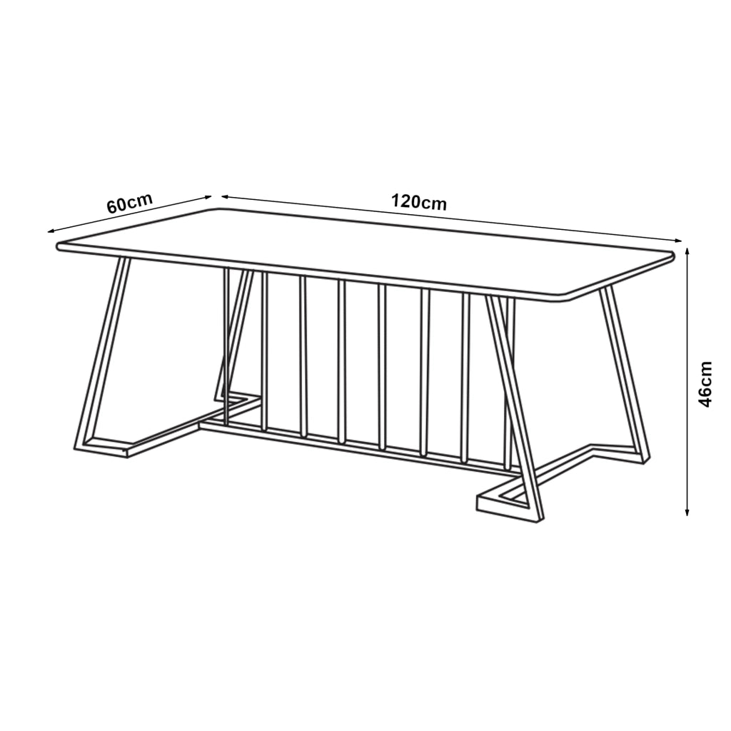 Tavolino Centrale da Salotto Nospoo 120x60x46 cm Effetto Marmo Nero [en.casa]