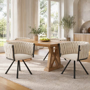 Sedia da sala da pranzo set da 2 con rotazione a 360 gradi e schienale ergonomico in velluto beige