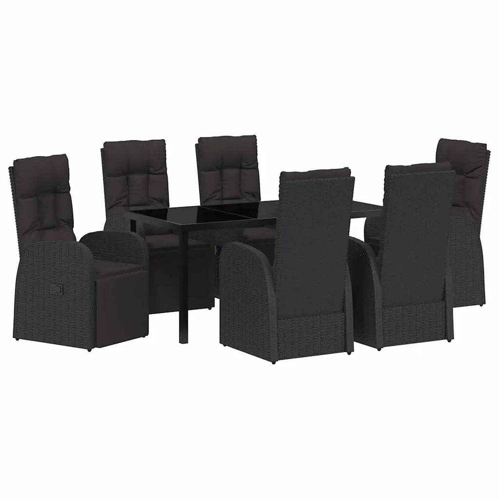 Set da Pranzo per Giardino con cuscino 7 pcs Nero polyrattan 3379517