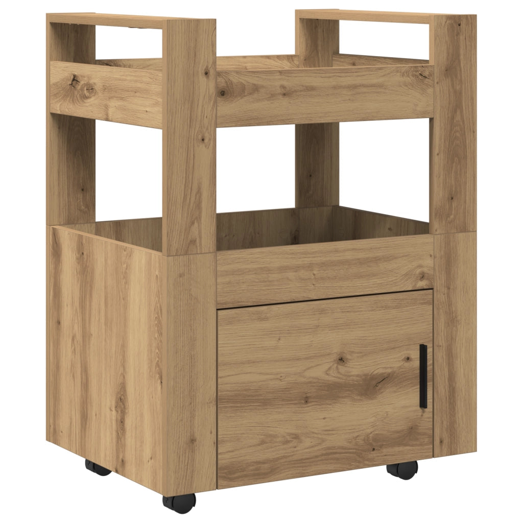 Carrello da Cucina  Rovere Artigianale 60x45x80 cm Legno Ingegnerizzato