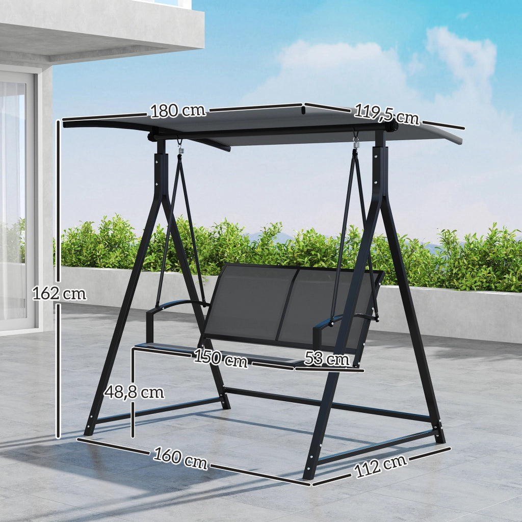 Altalena da Giardino 2 Posti con Tettoia ¨C zephmum ¨C Grigio 160x112x162 cm