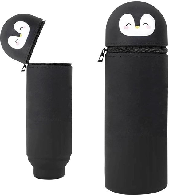 Hoes 2-in-1 in silicone morbido - Etui Kawaii, Etui con disegno cartoon (pinguino nero)