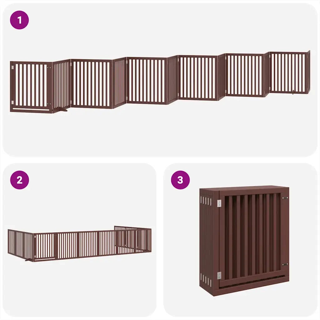 Cancello Cani Porta Pieghevole Marrone 12 Pannelli 960cm Pioppo CFW4336030