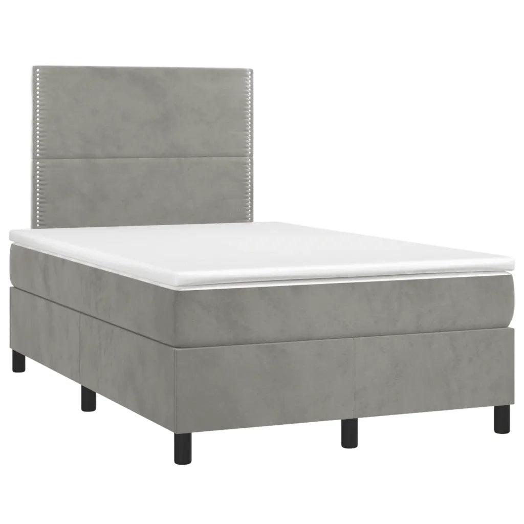 Giroletto a Molle con Materasso Grigio Chiaro 120x200cm Velluto 3142953