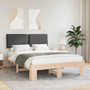 Letto con Testiera Rivestita Grigio scuro 140 x 200 cm