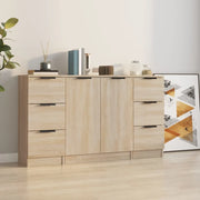 Credenze 3 pz Rovere Sonoma in Legno Multistrato 3115838