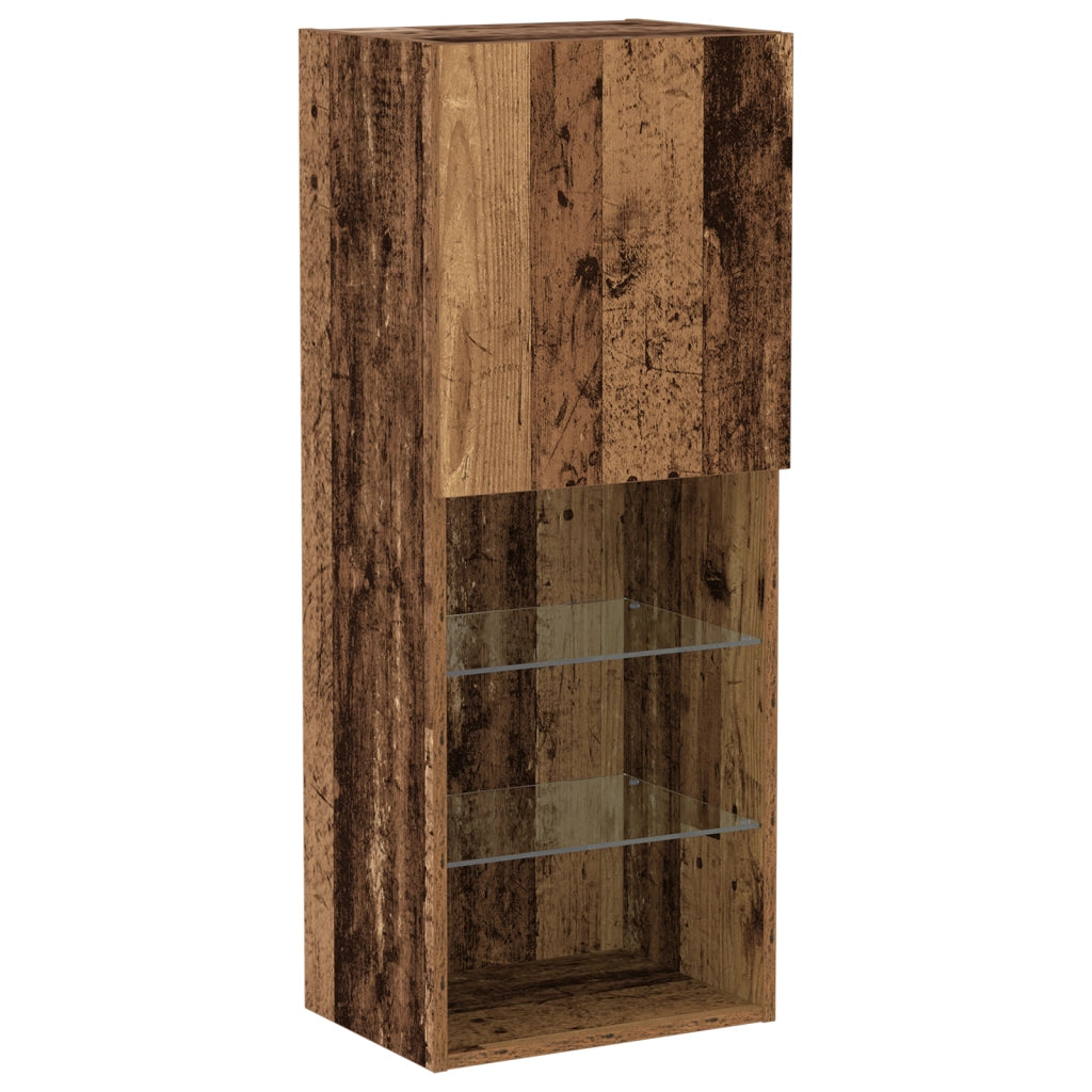 Mobile TV  con luci LED in legno invecchiato 40,5x30x102 cm