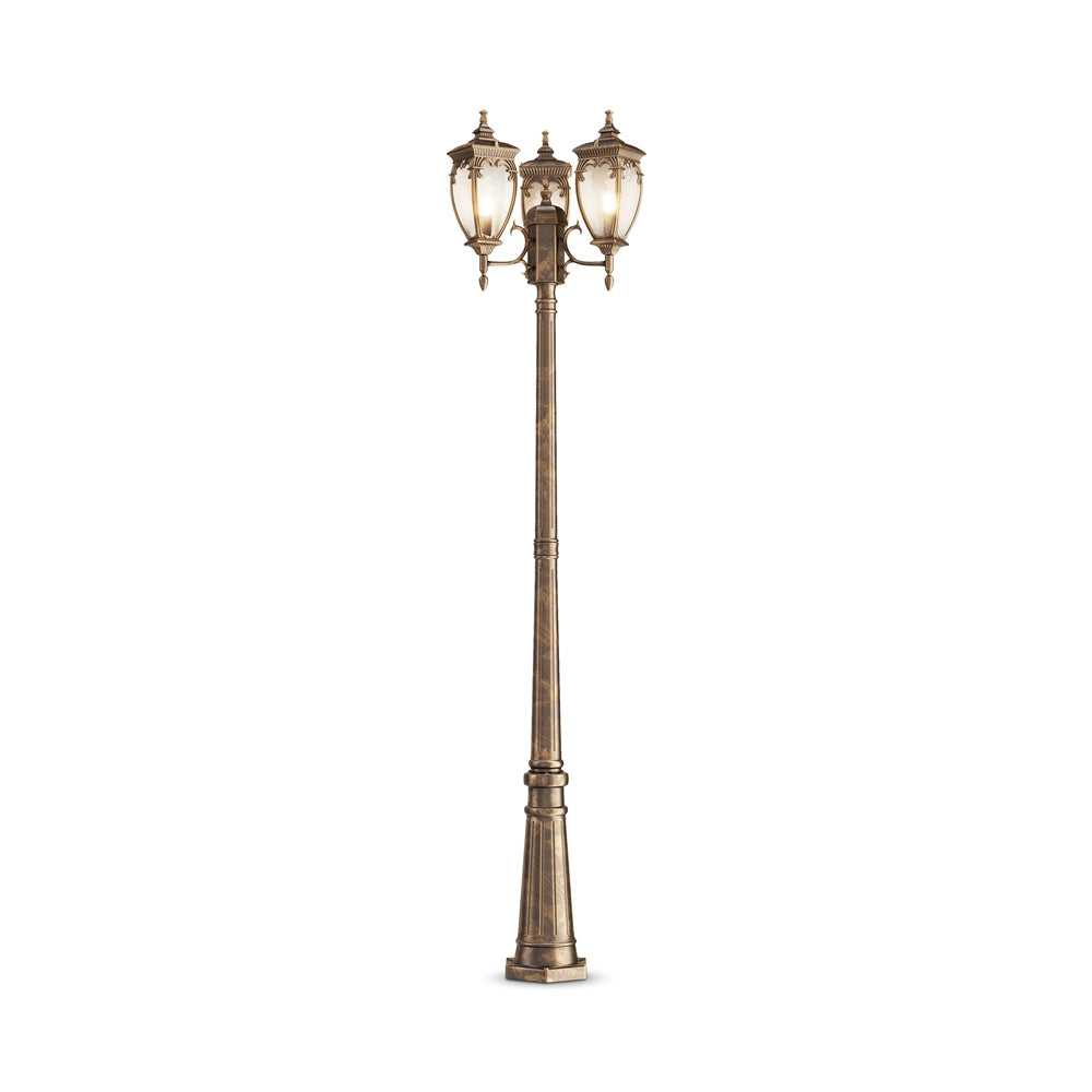 Lampada Da Terra Classica Da Esterno Alluminio Oro 3 Luci E27 60W Ip44