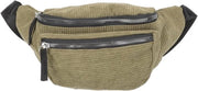 Borsa da sedere in corduroy con tas in testa e due tasche con cerniera in verde per donne e ragazze
