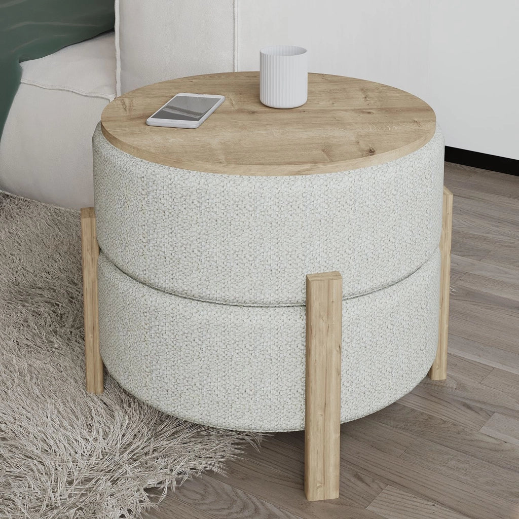 Pouf in legno "Clone" - 47 x 48 x 45 cm - Beige
