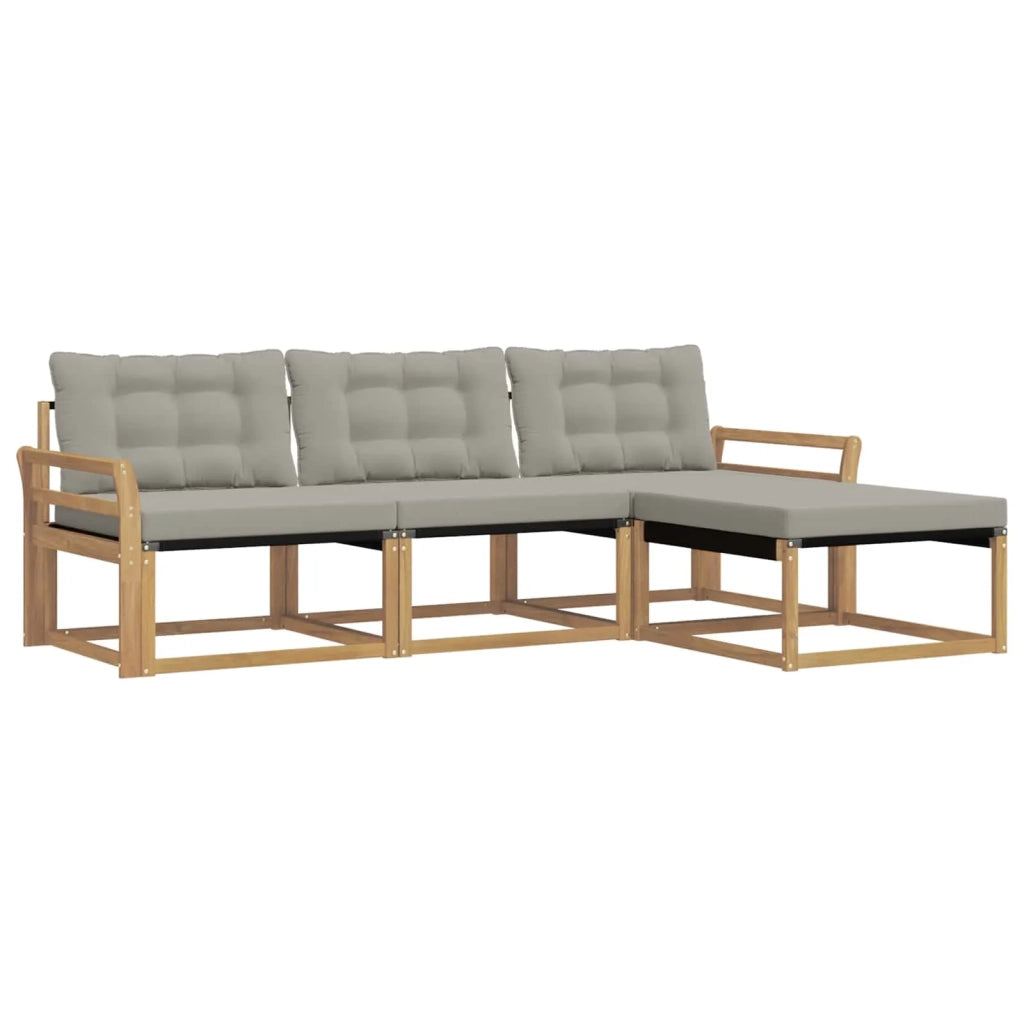 Set di divani da esterno 4 pcs Bianco e Grigio Chiaro