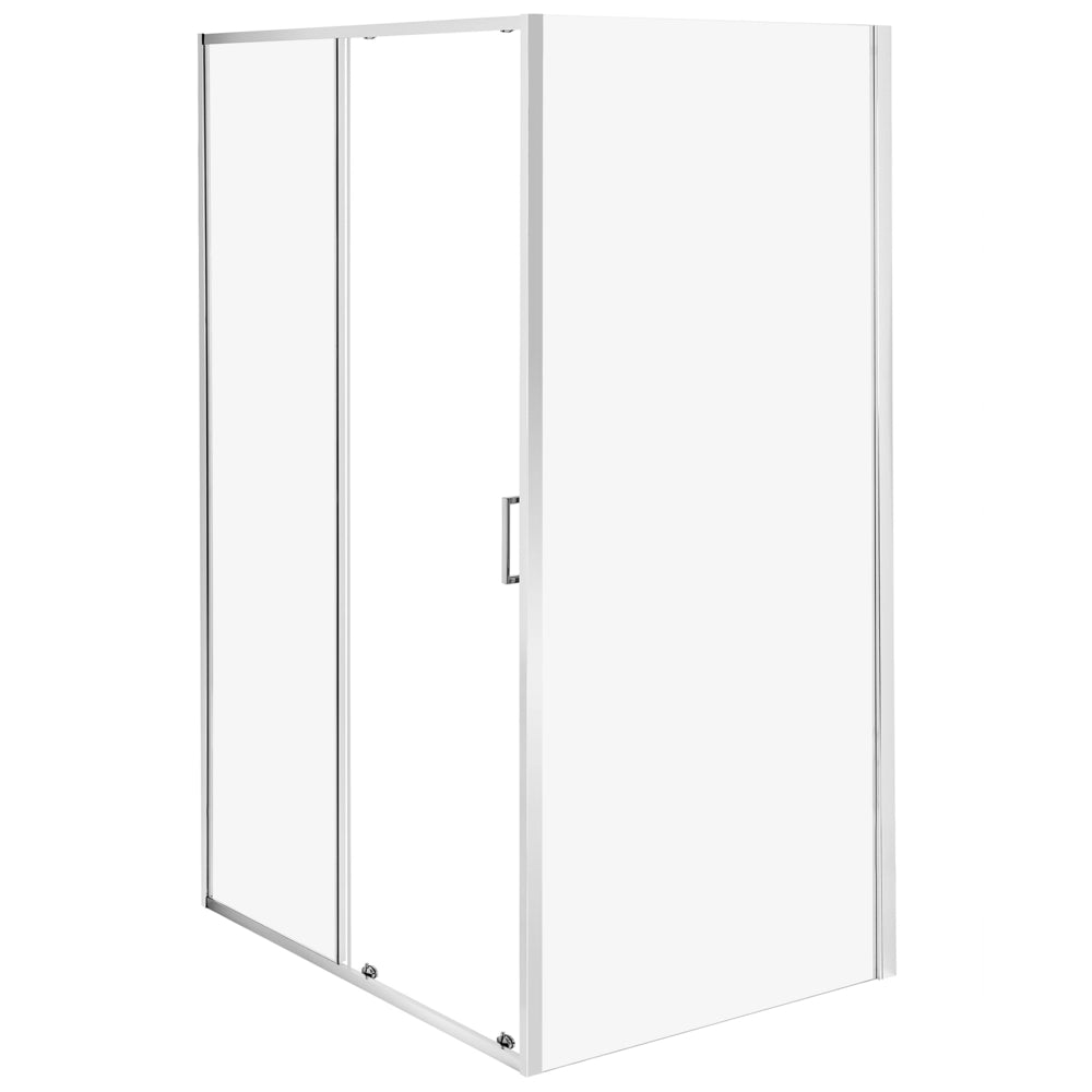Cabina doccia moderna in vetro temperato con porta singola e profili in alluminio argento 90 x 120 x 190 cm