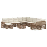Set Divano da Giardino 12 pcs Beige e Bianco Crema polyrattan