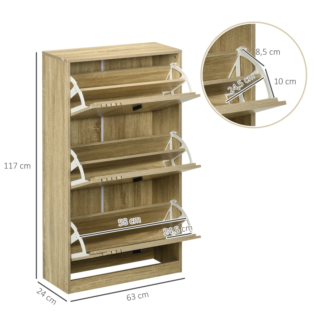 Scarpiera 3 ante 18 paia salvaspazio ¨C Xylo ¨C legno rovere 63x24x117 cm