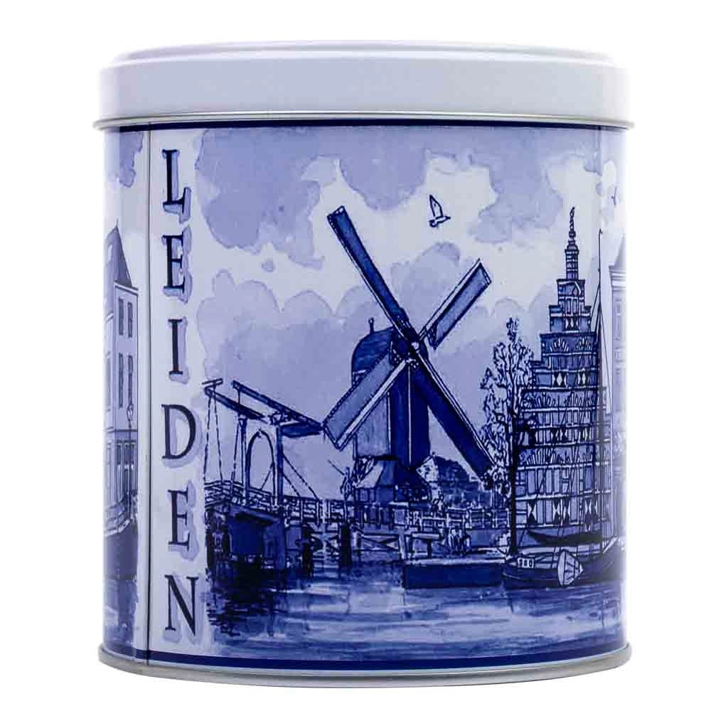 Contenitore in metallo blu e bianco D10x11,5h cm