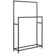 Portasciugamani da Terra a 2 Bracci Autoportante 66x20x110 cm in Metallo Nero