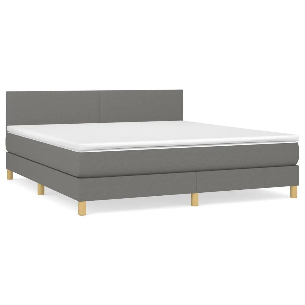 Giroletto a Molle con Materasso Grigio Scuro 160x200 cm Tessuto 3140466